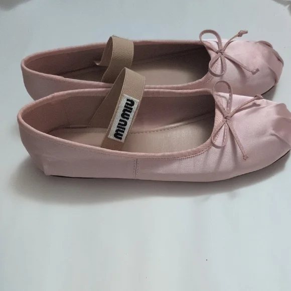 Miu Miu Pink Satin Ballet Flats - Picture 11 of 16